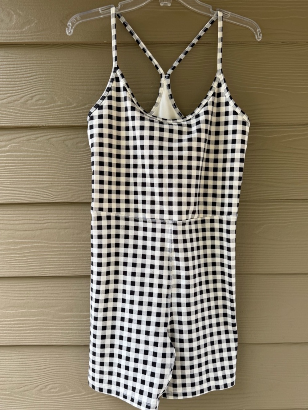 OLD NAVY Power Chill Black White Gingham Bodysuit Romper Size L - Picture 6 of 15